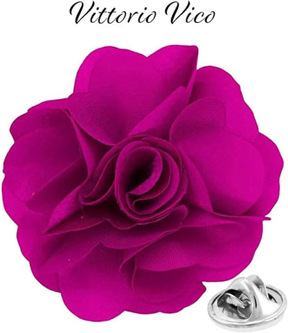 Vittorio Vico Unisex Satin Solid Flower Lapel Pin - Lavender - Flower Lapel Pin - Vittorio Vico