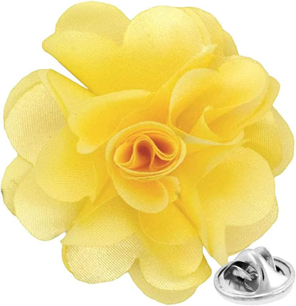 Vittorio Vico Unisex Satin Solid Flower Lapel Pin - Maize - Flower Lapel Pin - Vittorio Vico