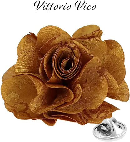 Vittorio Vico Unisex Satin Solid Flower Lapel Pin - Lavender - Flower Lapel Pin - Vittorio Vico