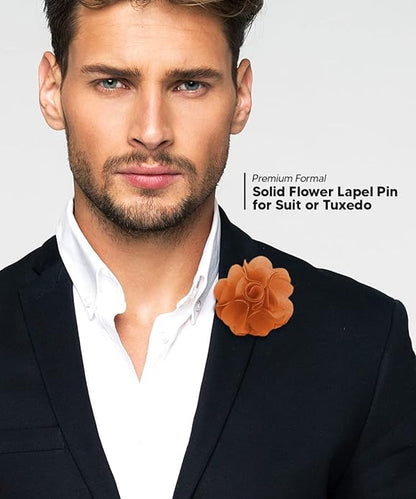 Vittorio Vico Unisex Satin Solid Flower Lapel Pin - Peach - Flower Lapel Pin - Vittorio Vico