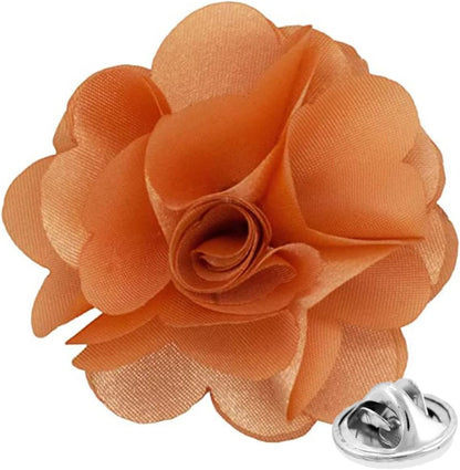 Vittorio Vico Unisex Satin Solid Flower Lapel Pin - Peach - Flower Lapel Pin - Vittorio Vico