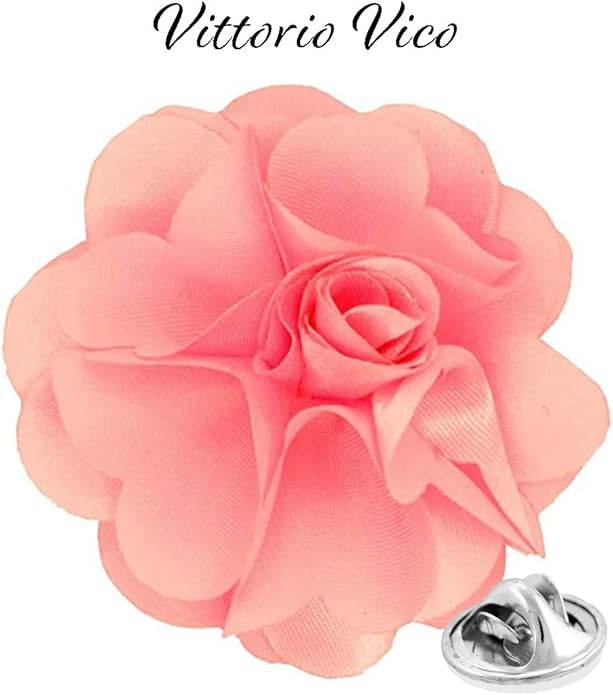 Vittorio Vico Unisex Satin Solid Flower Lapel Pin - Lavender - Flower Lapel Pin - Vittorio Vico