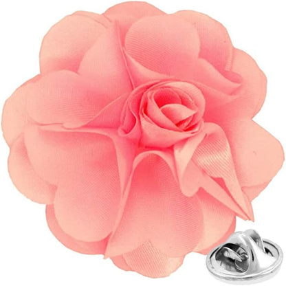 Vittorio Vico Unisex Satin Solid Flower Lapel Pin - Pink - Flower Lapel Pin - Vittorio Vico