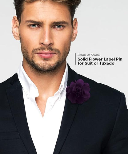 Vittorio Vico Unisex Satin Solid Flower Lapel Pin - Plum - Flower Lapel Pin - Vittorio Vico