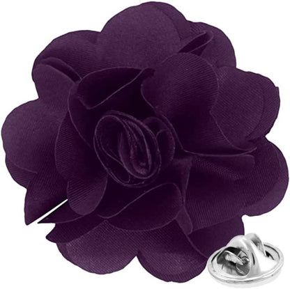 Vittorio Vico Unisex Satin Solid Flower Lapel Pin - Plum - Flower Lapel Pin - Vittorio Vico