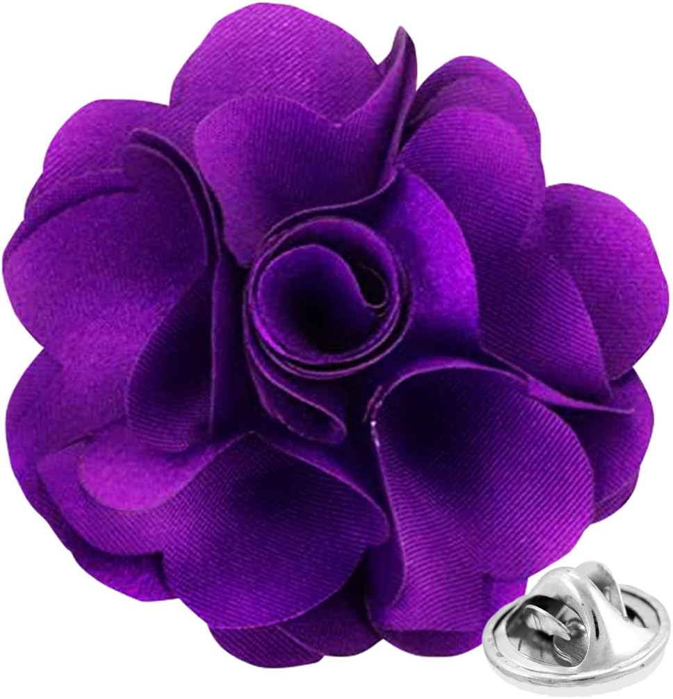 Vittorio Vico Unisex Satin Solid Flower Lapel Pin - Purple - Flower Lapel Pin - Vittorio Vico