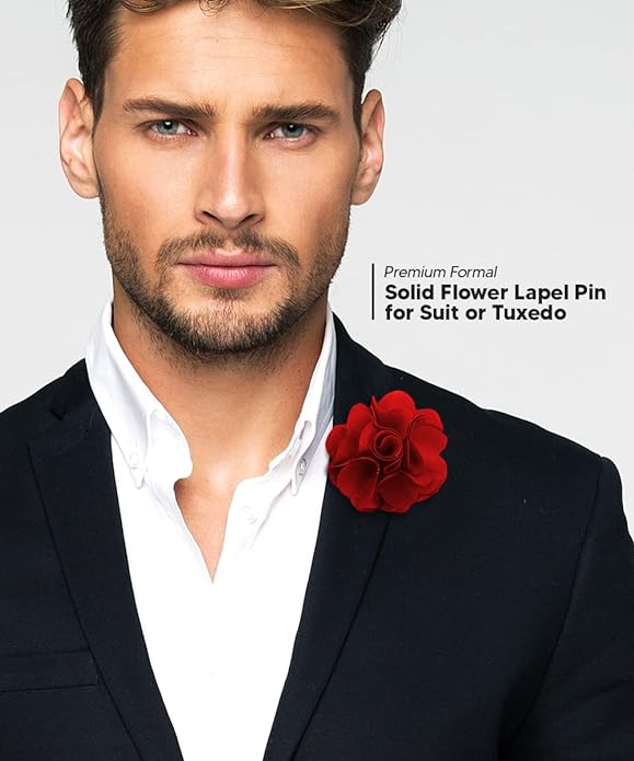 Vittorio Vico Unisex Satin Solid Flower Lapel Pin - Purple - Flower Lapel Pin - Vittorio Vico