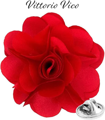 Vittorio Vico Unisex Satin Solid Flower Lapel Pin - Purple - Flower Lapel Pin - Vittorio Vico