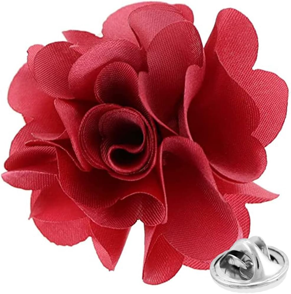 Vittorio Vico Unisex Satin Solid Flower Lapel Pin - Rose - Flower Lapel Pin - Vittorio Vico