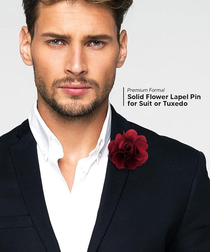 Vittorio Vico Unisex Satin Solid Flower Lapel Pin - Rose - Flower Lapel Pin - Vittorio Vico