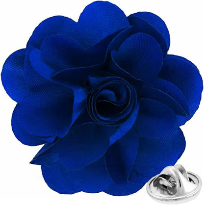 Vittorio Vico Unisex Satin Solid Flower Lapel Pin - Royal Blue - Flower Lapel Pin - Vittorio Vico