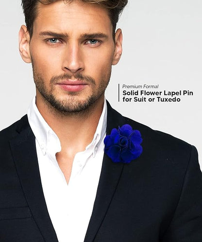 Vittorio Vico Unisex Satin Solid Flower Lapel Pin - Aqua - Flower Lapel Pin - Vittorio Vico