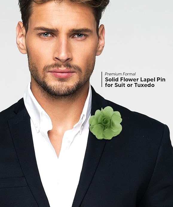 Vittorio Vico Unisex Satin Solid Flower Lapel Pin - Sage Green - Flower Lapel Pin - Vittorio Vico