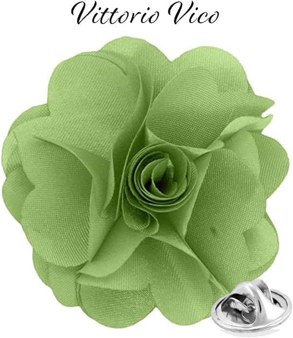 Vittorio Vico Unisex Satin Solid Flower Lapel Pin - Sage Green - Flower Lapel Pin - Vittorio Vico