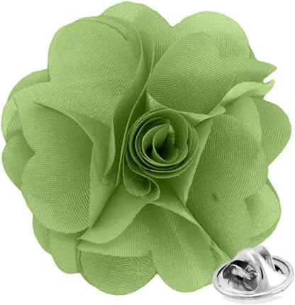 Vittorio Vico Unisex Satin Solid Flower Lapel Pin - Sage Green - Flower Lapel Pin - Vittorio Vico