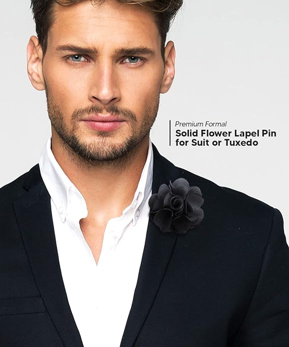 Vittorio Vico Unisex Satin Solid Flower Lapel Pin - Silver Gray - Flower Lapel Pin - Vittorio Vico