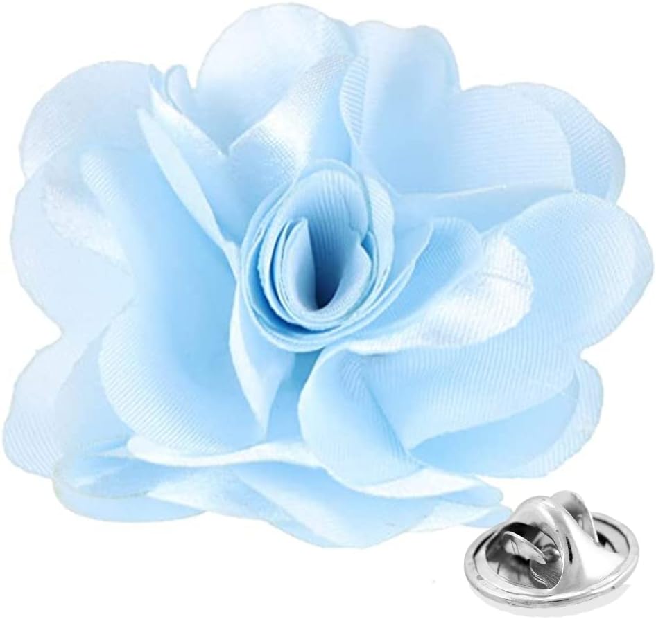 Vittorio Vico Unisex Satin Solid Flower Lapel Pin - Sky Blue - Flower Lapel Pin - Vittorio Vico