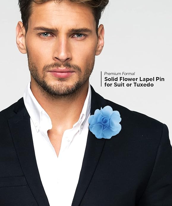 Vittorio Vico Unisex Satin Solid Flower Lapel Pin - Red - Flower Lapel Pin - Vittorio Vico