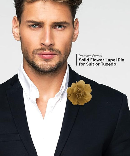 Vittorio Vico Unisex Satin Solid Flower Lapel Pin - Tan - Flower Lapel Pin - Vittorio Vico