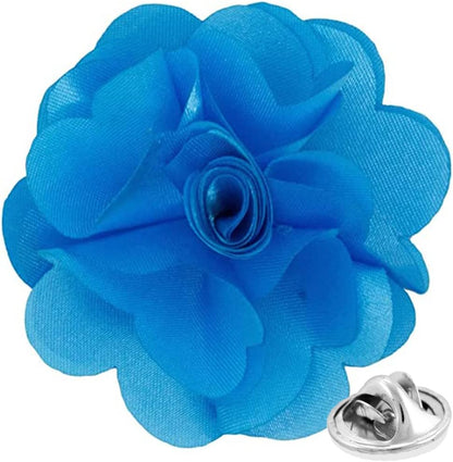 Vittorio Vico Unisex Satin Solid Flower Lapel Pin - Turquoise - Flower Lapel Pin - Vittorio Vico