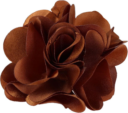 Vittorio Vico Unisex Satin Solid Flower Lapel Pin - Whiskey Brown - Flower Lapel Pin - Vittorio Vico