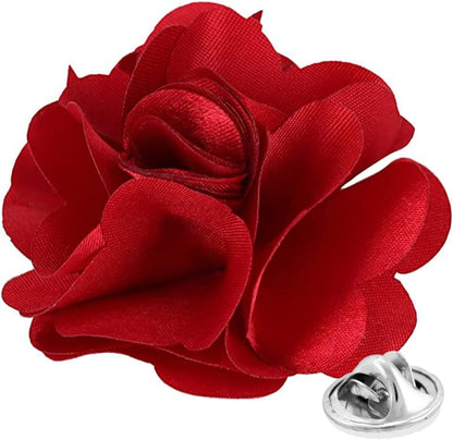 Vittorio Vico Unisex Satin Solid Flower Lapel Pin - Wine - Flower Lapel Pin - Vittorio Vico