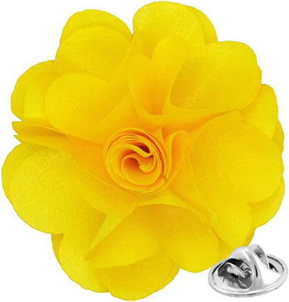 Vittorio Vico Unisex Satin Solid Flower Lapel Pin - Yellow - Flower Lapel Pin - Vittorio Vico
