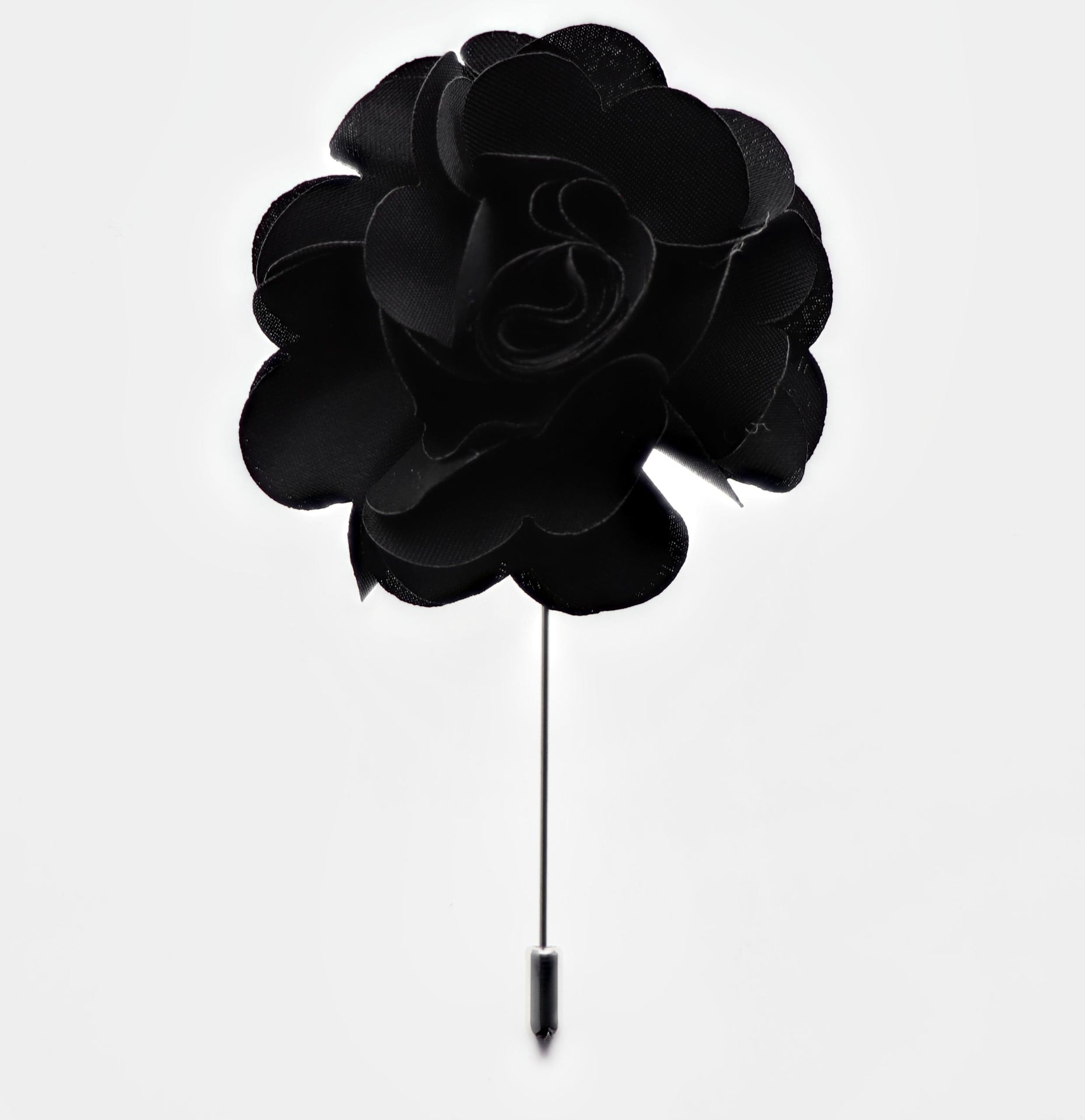 Vittorio Vico Unisex Satin Stick Flower Lapel Pin - Black - Flower Lapel Pin - Vittorio Vico
