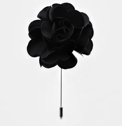 Vittorio Vico Unisex Satin Stick Flower Lapel Pin - Black - Flower Lapel Pin - Vittorio Vico