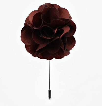 Vittorio Vico Unisex Satin Stick Flower Lapel Pin - Brown - Flower Lapel Pin - Vittorio Vico