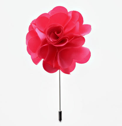 Vittorio Vico Unisex Satin Stick Flower Lapel Pin - Hot Pink - Flower Lapel Pin - Vittorio Vico