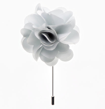 Vittorio Vico Unisex Satin Stick Flower Lapel Pin - Light Silver - Flower Lapel Pin - Vittorio Vico
