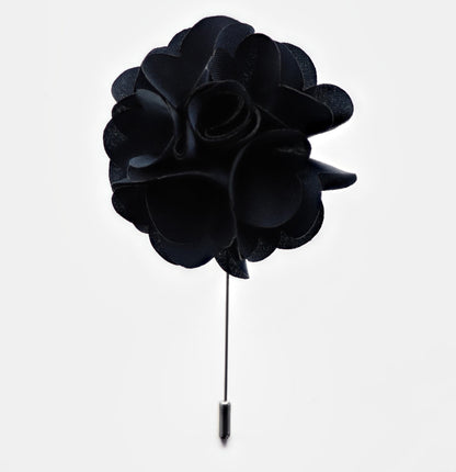 Vittorio Vico Unisex Satin Stick Flower Lapel Pin - Navy Blue - Flower Lapel Pin - Vittorio Vico