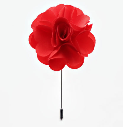 Vittorio Vico Unisex Satin Stick Flower Lapel Pin - Red - Flower Lapel Pin - Vittorio Vico