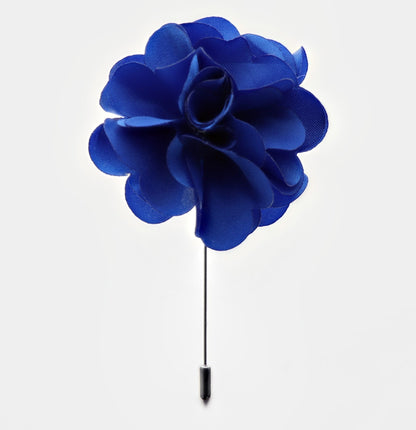 Vittorio Vico Unisex Satin Stick Flower Lapel Pin - Royal Blue - Flower Lapel Pin - Vittorio Vico