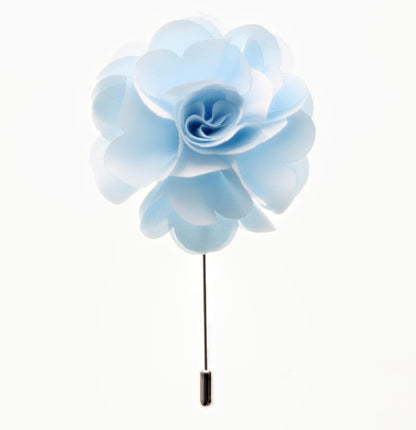 Vittorio Vico Unisex Satin Stick Flower Lapel Pin - Sky Blue - Flower Lapel Pin - Vittorio Vico