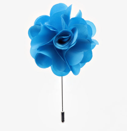 Vittorio Vico Unisex Satin Stick Flower Lapel Pin - Turquoise - Flower Lapel Pin - Vittorio Vico