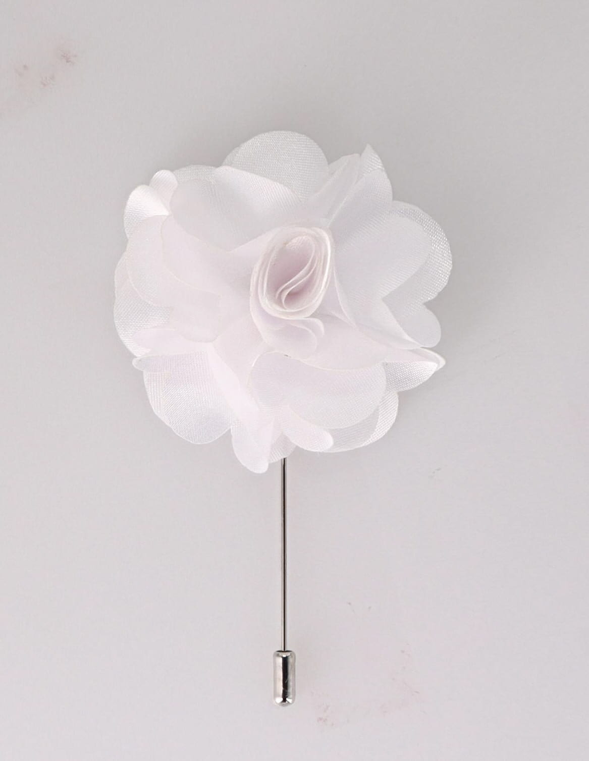Vittorio Vico Unisex Satin Stick Flower Lapel Pin - White - Flower Lapel Pin - Vittorio Vico