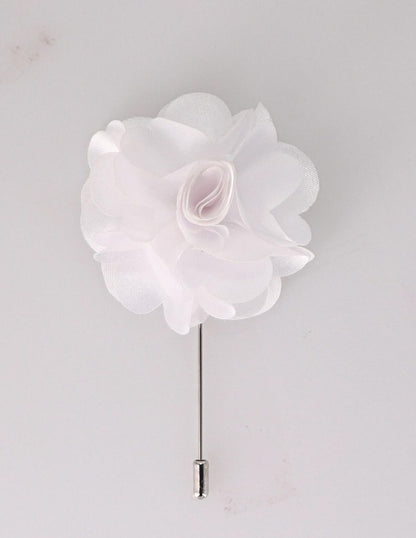 Vittorio Vico Unisex Satin Stick Flower Lapel Pin - White - Flower Lapel Pin - Vittorio Vico