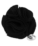Vittorio Vico Unisex Solid Seersucker Flower Lapel Pin - Black - Flower Lapel Pin - Vittorio Vico