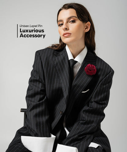 Vittorio Vico Unisex Solid Seersucker Flower Lapel Pin - Burgundy - Flower Lapel Pin - Vittorio Vico