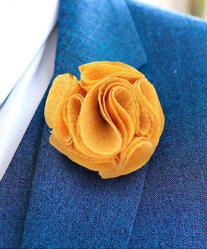 Vittorio Vico Unisex Solid Seersucker Flower Lapel Pin - Gold - Flower Lapel Pin - Vittorio Vico