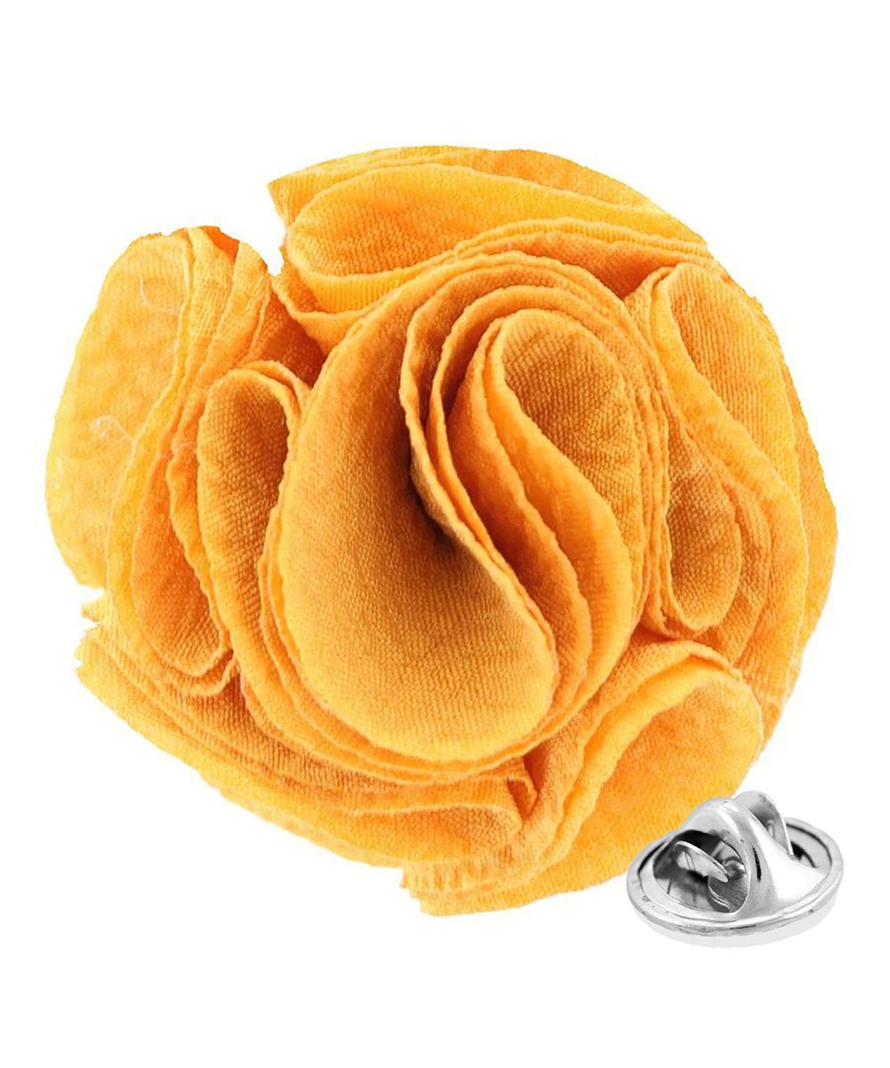Vittorio Vico Unisex Solid Seersucker Flower Lapel Pin - Gold - Flower Lapel Pin - Vittorio Vico