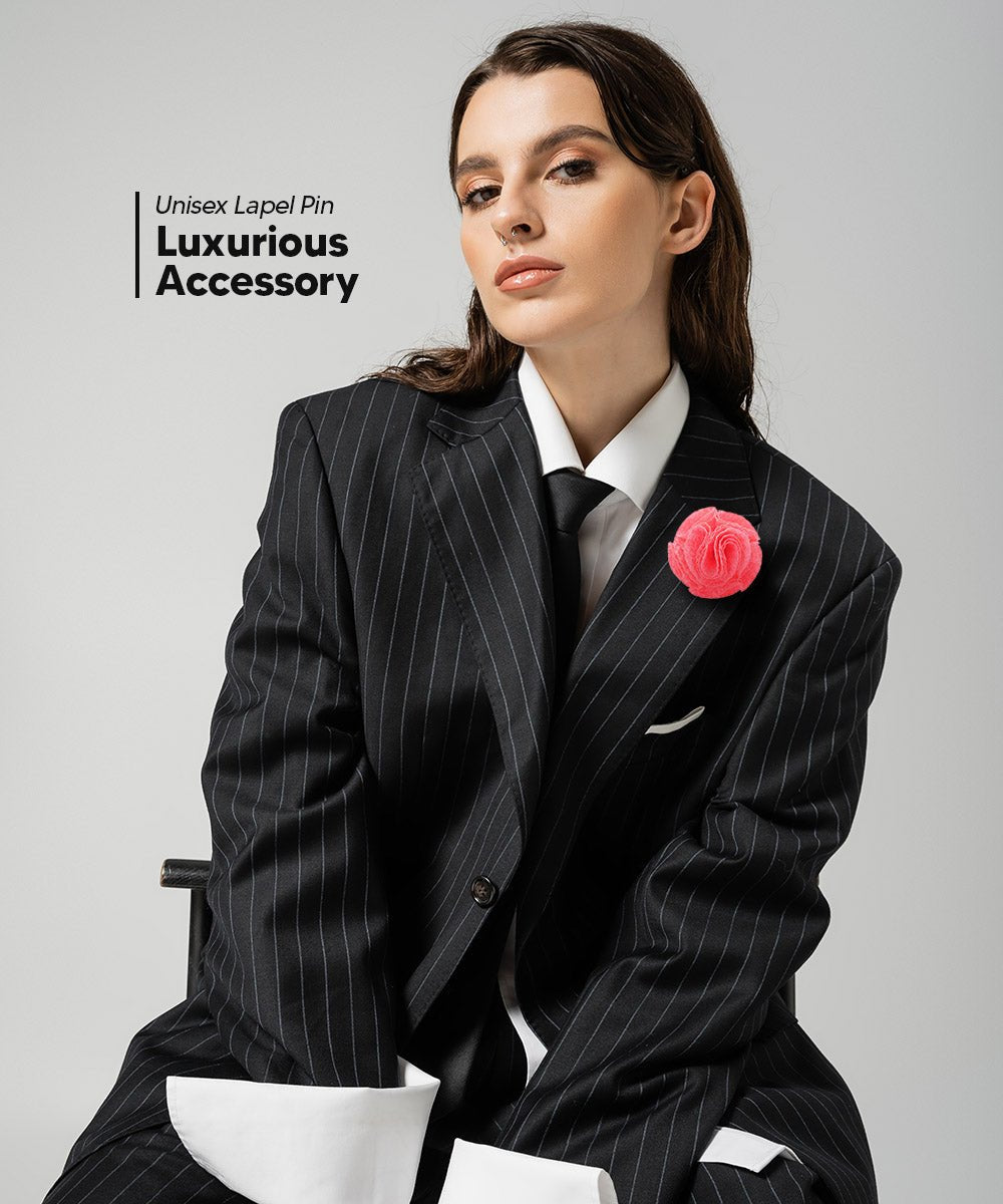 Vittorio Vico Unisex Solid Seersucker Flower Lapel Pin - Hot Pink - Flower Lapel Pin - Vittorio Vico