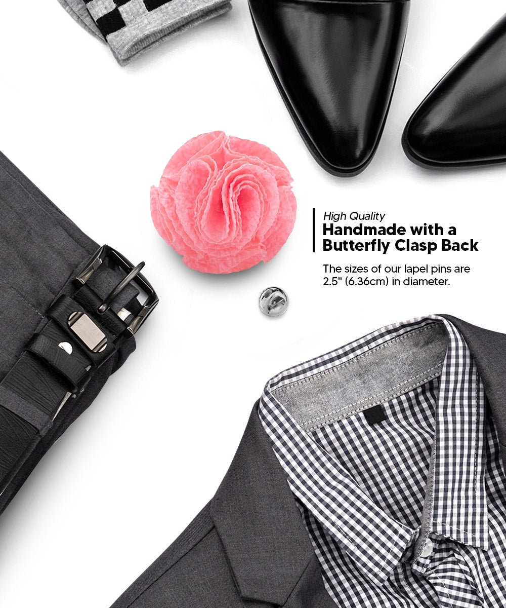 Vittorio Vico Unisex Solid Seersucker Flower Lapel Pin - Pink - Flower Lapel Pin - Vittorio Vico