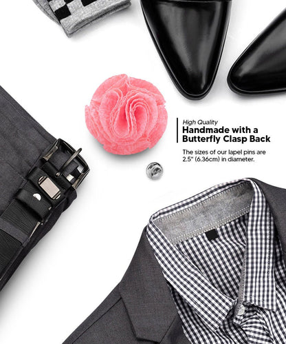Vittorio Vico Unisex Solid Seersucker Flower Lapel Pin - Pink - Flower Lapel Pin - Vittorio Vico