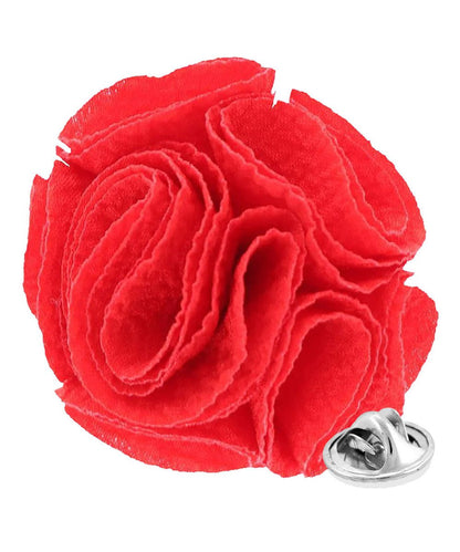 Vittorio Vico Unisex Solid Seersucker Flower Lapel Pin - Red - Flower Lapel Pin - Vittorio Vico