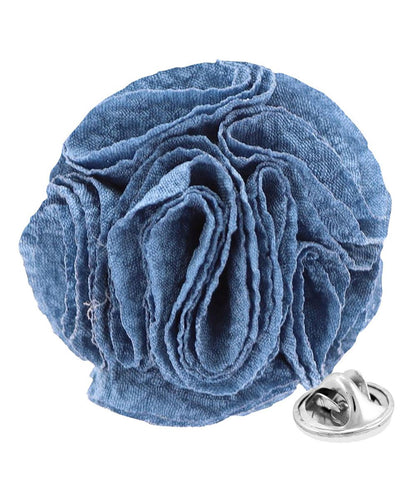 Vittorio Vico Unisex Solid Seersucker Flower Lapel Pin - Royal Blue - Flower Lapel Pin - Vittorio Vico