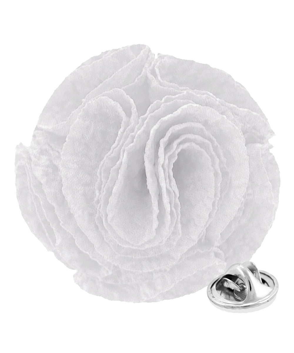 Vittorio Vico Unisex Solid Seersucker Flower Lapel Pin - White - Flower Lapel Pin - Vittorio Vico