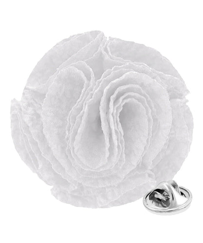 Vittorio Vico Unisex Solid Seersucker Flower Lapel Pin - White - Flower Lapel Pin - Vittorio Vico